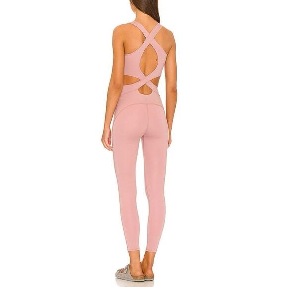 Free People Movement Back It Up Mauve Pink Athleisure Jumpsuit - Picture 2 of 13